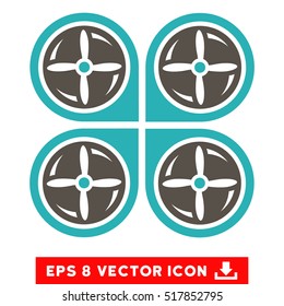 Nanocopter Screws Rotaion EPS vector icon. Illustration style is flat iconic bicolor grey and cyan symbol on white background.