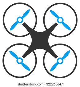 Nano-copter vector icon. Style is bi-color flat symbol, blue and gray colors, rounded angles, white background.