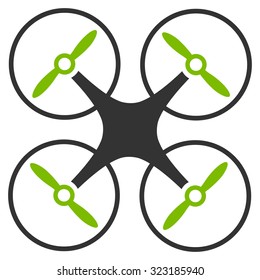 Nanocopter vector icon. Style is bicolor flat symbol, eco green and gray colors, rounded angles, white background.