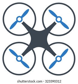 Nanocopter vector icon. Style is bicolor flat symbol, smooth blue colors, rounded angles, white background.