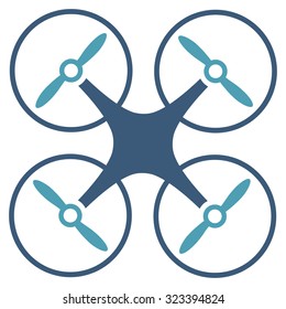Nanocopter vector icon. Style is bicolor flat symbol, cyan and blue colors, rounded angles, white background.