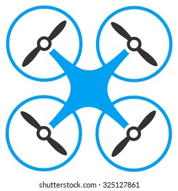Nanocopter vector icon. Style is bicolor flat symbol, blue and gray colors, rounded angles, white background.