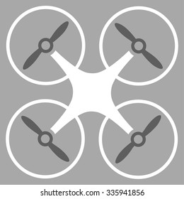 Nanocopter vector icon. Style is bicolor flat symbol, dark gray and white colors, rounded angles, silver background.