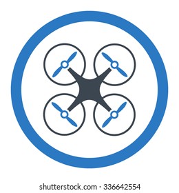 Nanocopter vector icon. Style is bicolor flat rounded symbol, smooth blue colors, rounded angles, white background.