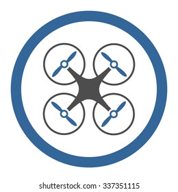 Nanocopter vector icon. Style is bicolor flat rounded symbol, cobalt and gray colors, rounded angles, white background.