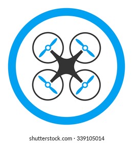 Nanocopter vector icon. Style is bicolor flat rounded symbol, blue and gray colors, rounded angles, white background.