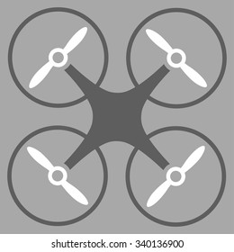 Nanocopter vector icon. Style is bicolor flat symbol, dark gray and white colors, rounded angles, silver background.