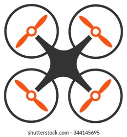 Nanocopter vector icon. Style is bicolor flat symbol, orange and gray colors, rounded angles, white background.