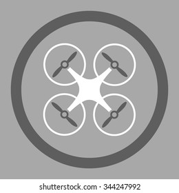 Nanocopter vector icon. Style is bicolor flat rounded symbol, dark gray and white colors, rounded angles, silver background.