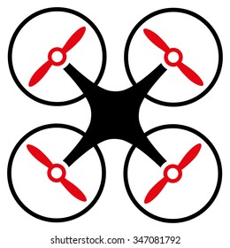 Nanocopter vector icon. Style is bicolor flat symbol, intensive red and black colors, rounded angles, white background.