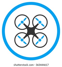 Nanocopter vector icon. Style is bicolor flat circled symbol, blue and gray colors, rounded angles, white background.