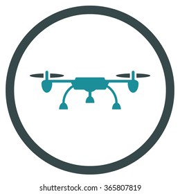 Nanocopter vector icon. Style is bicolor flat circled symbol, soft blue colors, rounded angles, white background.