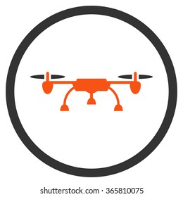 Nanocopter vector icon. Style is bicolor flat circled symbol, orange and gray colors, rounded angles, white background.