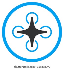 Nanocopter vector icon. Style is bicolor flat circled symbol, blue and gray colors, rounded angles, white background.