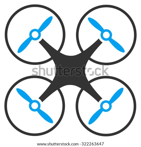 Nano-copter vector icon. Style is bi-color flat symbol, blue and gray colors, rounded angles, white background.