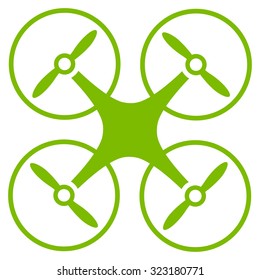 Nanocopter vector icon. Style is flat symbol, eco green color, rounded angles, white background.