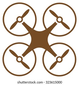 Nanocopter vector icon. Style is flat symbol, brown color, rounded angles, white background.