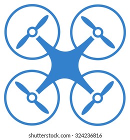 Nanocopter vector icon. Style is flat symbol, cobalt color, rounded angles, white background.
