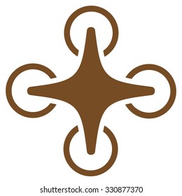 Nanocopter vector icon. Style is flat brown symbol, rounded angles, white background.