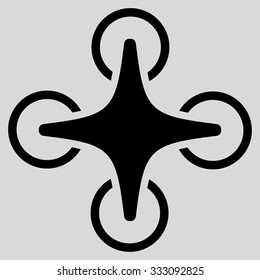 Nanocopter vector icon. Style is flat black symbol, rounded angles, light gray background.