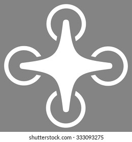 Nanocopter vector icon. Style is flat white symbol, rounded angles, gray background.