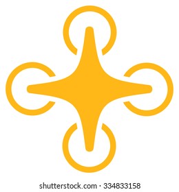 Nanocopter vector icon. Style is flat yellow symbol, rounded angles, white background.