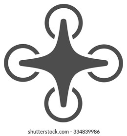 Nanocopter vector icon. Style is flat gray symbol, rounded angles, white background.