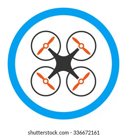 Nanocopter vector icon. Style is flat rounded symbol, bright colors, rounded angles, white background.