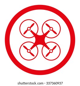 Nanocopter vector icon. Style is flat rounded symbol, red color, rounded angles, white background.