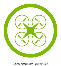 Nanocopter vector icon. Style is flat rounded symbol, eco green color, rounded angles, white background.