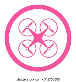 Nanocopter vector icon. Style is flat rounded symbol, pink color, rounded angles, white background.