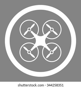 Nanocopter vector icon. Style is flat rounded symbol, white color, rounded angles, gray background.