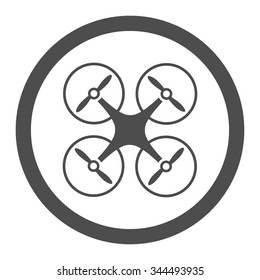 Nanocopter vector icon. Style is flat rounded symbol, gray color, rounded angles, white background.