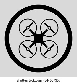 Nanocopter vector icon. Style is flat rounded symbol, black color, rounded angles, light gray background.