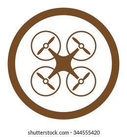 Nanocopter vector icon. Style is flat rounded symbol, brown color, rounded angles, white background.