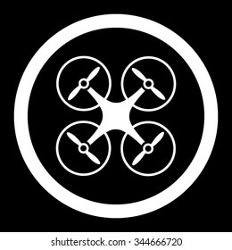 Nanocopter vector icon. Style is flat rounded symbol, white color, rounded angles, black background.