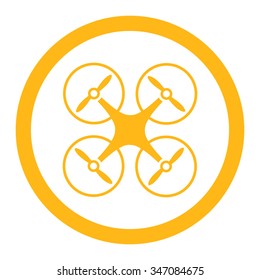 Nanocopter vector icon. Style is flat rounded symbol, yellow color, rounded angles, white background.
