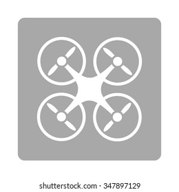 Nanocopter vector icon. Style is flat rounded square button, white and silver colors, white background.