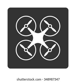 Nanocopter vector icon. Style is flat rounded square button, white and gray colors, white background.