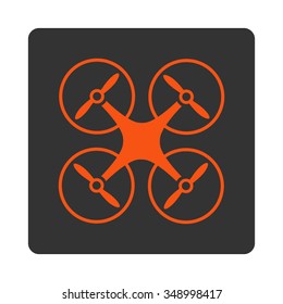 Nanocopter vector icon. Style is flat rounded square button, orange and gray colors, white background.