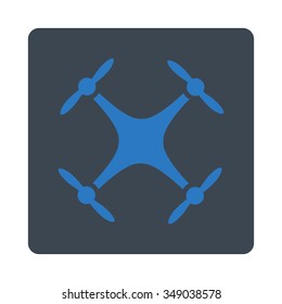 Nanocopter vector icon. Style is flat rounded square button, smooth blue colors, white background.