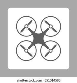 Nanocopter vector icon. Style is flat rounded square button, dark gray and white colors, silver background.