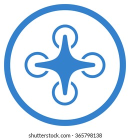 Nanocopter vector icon. Style is flat circled symbol, cobalt color, rounded angles, white background.