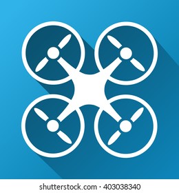 Nanocopter vector toolbar icon for software design. Style is a white symbol on a square blue background with gradient long shadow.