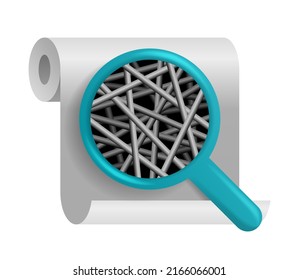 Nanofiber icon - textile fibers with nanometer range, generated from different polymers with different physical properties. Membrane isometric 3D emblem. Vector illustration