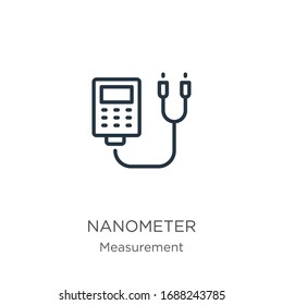 Nanometer icon. Thin linear nanometer outline icon isolated on white background from measurement collection. Line vector sign, symbol for web and mobile