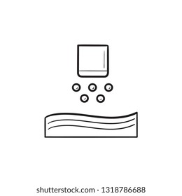 Nanoparticle jetting 3d printer hand drawn outline doodle icon. 3d modeling and nanoparticle printing concept. Vector sketch illustration for print, web, mobile and infographics on white background.