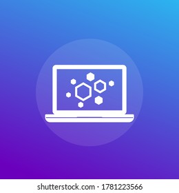 nanoparticles icon with laptop, vector