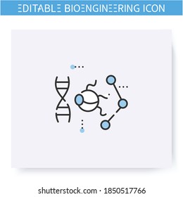 Nanorobot Line Icon. Nanotechnological, Dna Based Robot. Microsurgery. Biomedical Engineering, Nanotechnology And Medical Science Innovations Concept. Isolated Vector Illustration. Editable Stroke 