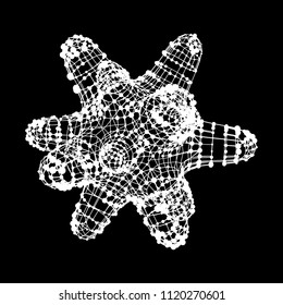 Nanorobots and nanotechnology bioengineering and advanced medical technology concept as nanomedicine robots. Bacteria virus wireframe mesh model,vector illustration microbe.